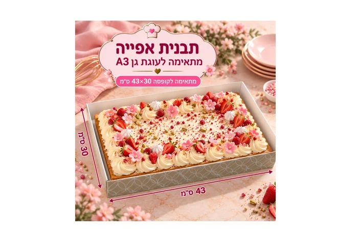 תבנית אפייה עוגת גן גדולה A3 מתאימה לקופסא 43/30
